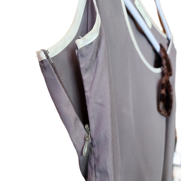 Anthropology Sleeveless Skater Skirt Dress Gray & Cream Size S - Picture 5 of 12